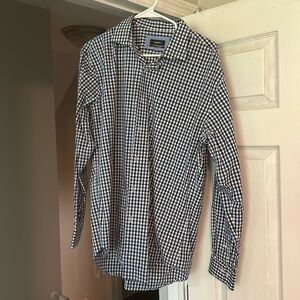 Esquire button down checkered blue shirt slim fit medium